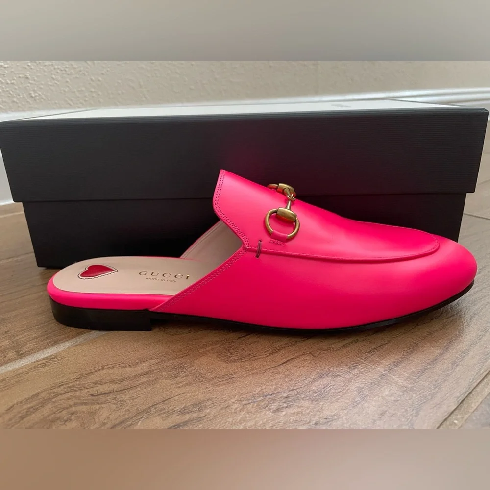Gucci Hot Pink 37 1/2 Princetown Mules - Picture 10 of 16